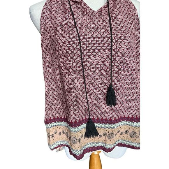 Womens Two Sisters Boho Tassel Open Shoulder Tank Top - Sz S - Picture 3 of 4